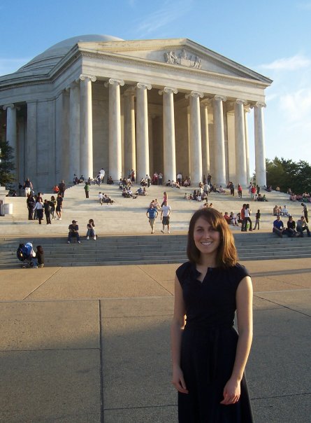 UNH alumna Jocelyn Bissonnette at the Jefferson Memorial