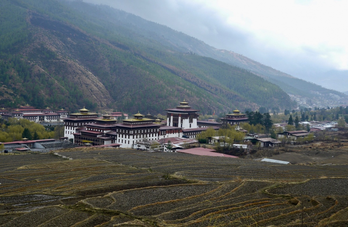 Tashichho Dzong, a Buddhist monastery and the seat of Bhutan’s civil government,