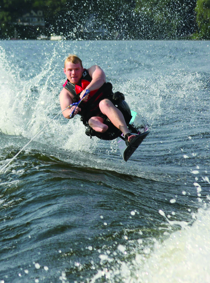 Craig Brady in an adaptive water ski