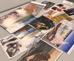Photo of magazine pages laid on a table.