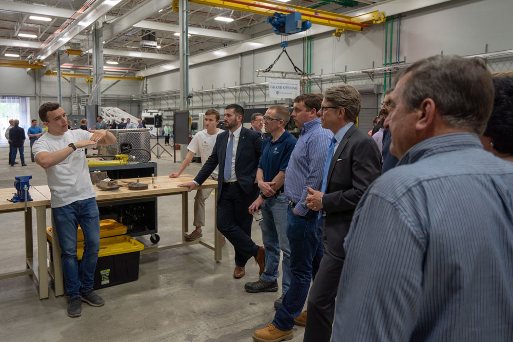 A UNH student leads a tour at The Olson Center