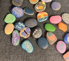 A collection of colorful painted rocks