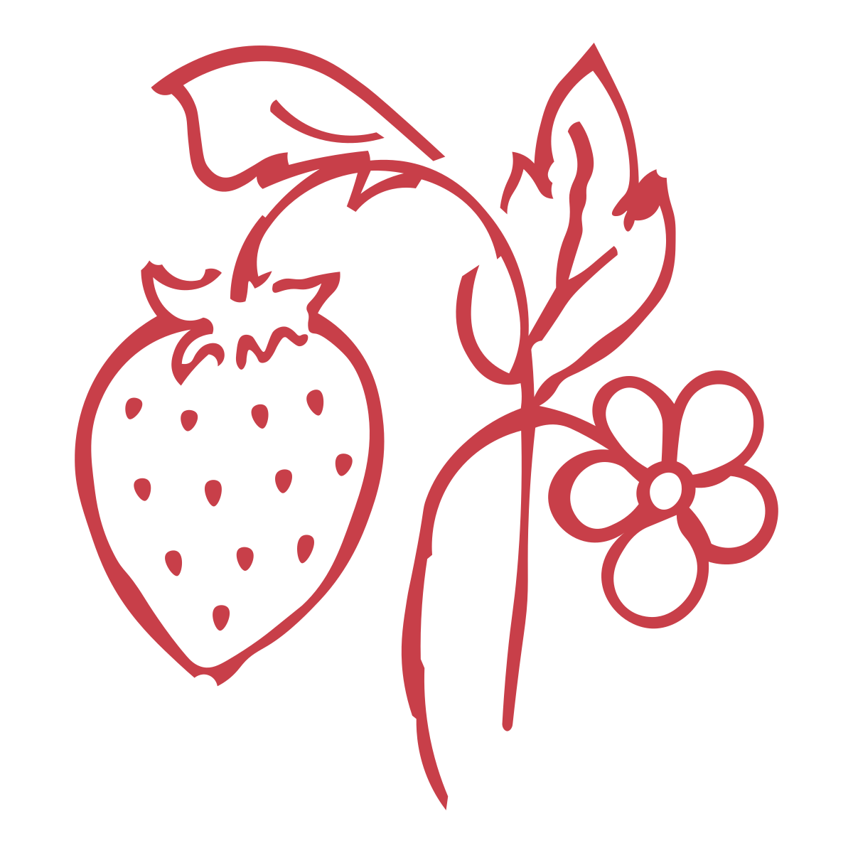 An icon of a strawberry plant with flower
