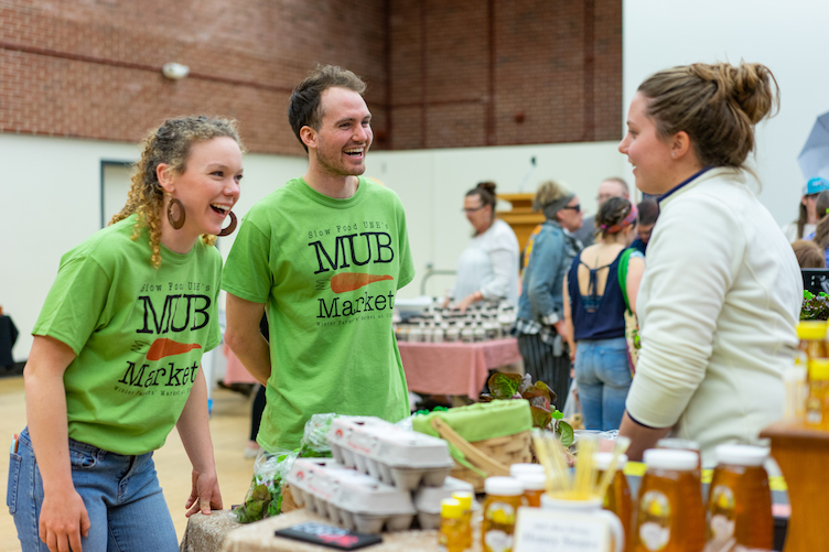 ​Tyler Quinn Smith '18 at MUB farmers market.