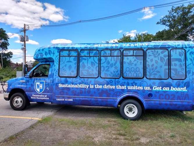 Bus with sustainability wrap