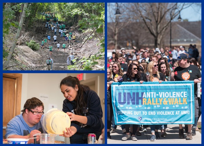 photo collage of different UNH volunteer opportunities