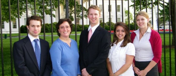UNH students in front of the White House during a semester in DC