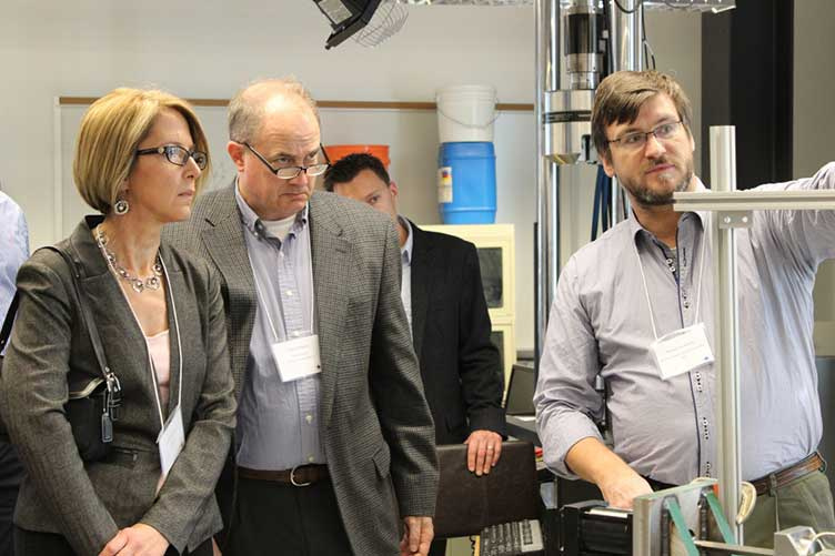 Researchers and aerospace industry representatives at UNH Researchers and aerospace industry representatives at UNH