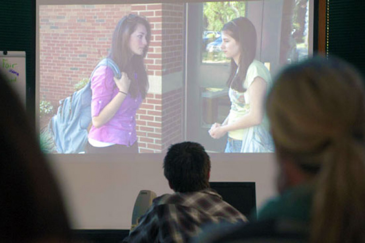 students watching anti-bullying video