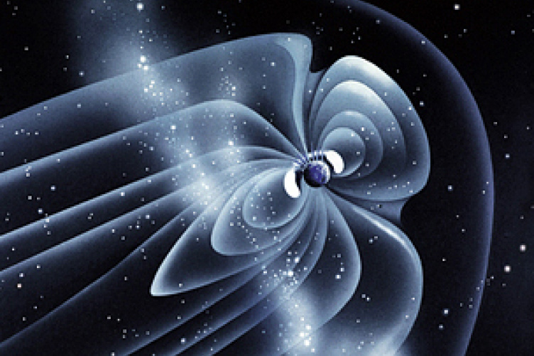Within the Earth's magnetosphere is a cavity of energetic particles trapped by the Earth's magnetic field—the Van Allen belts. 