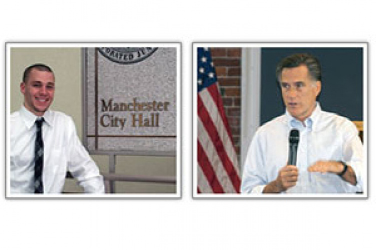 two images - student and Mitt Romney