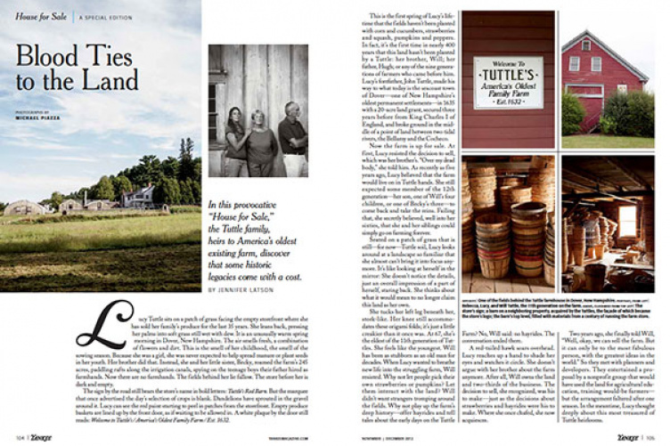 tuttles farm, pages for Yankee magazine with photos 