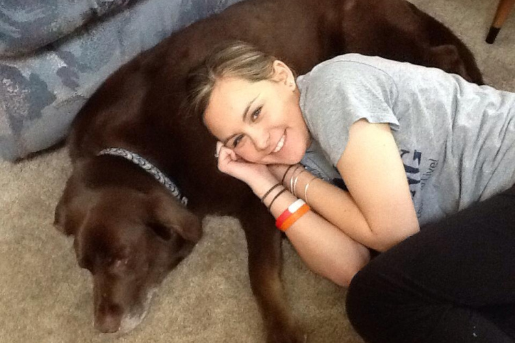 UNH student Allison Onofrio and her dog, Hershey