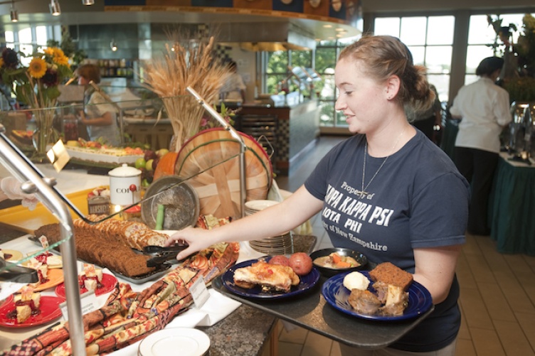 student in dining hall