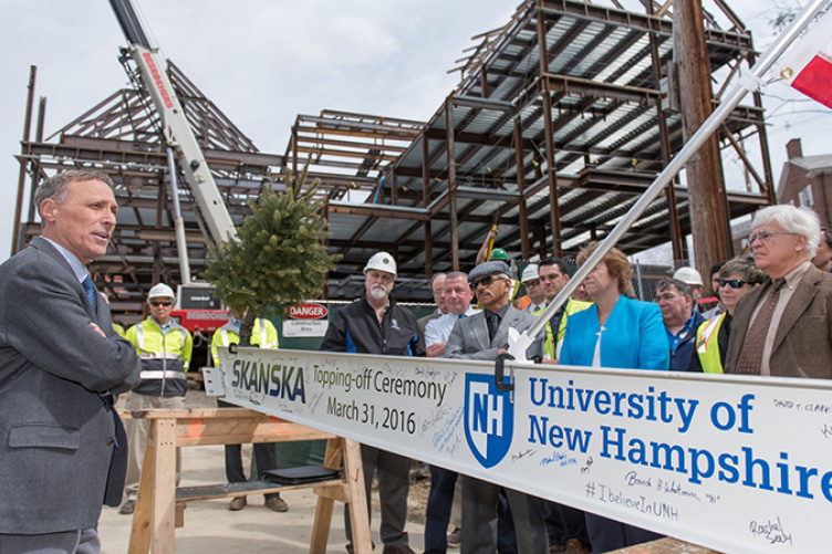 COLA Dean Ken Fuld at Ham Smith topping off ceremony, UNH COLA Dean Ken Fuld at Ham Smith topping off ceremony, UNH