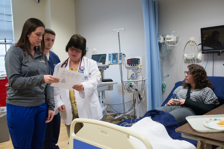 Students in the nursing simulation lab at UNH