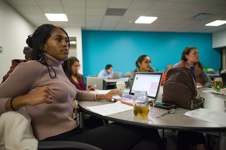 photo of Becca Barton in a class as part of internship