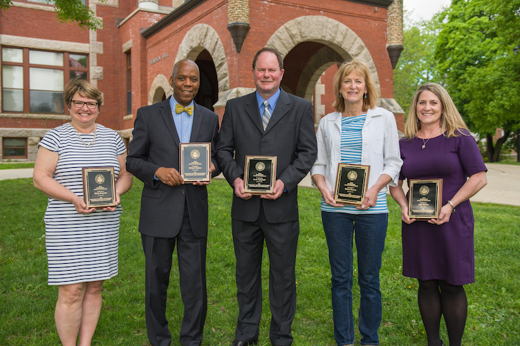 Five UNH employees who received the 2018 Presidential Award of Excellence