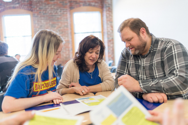 UNH Manchester graduate Ryan Buchanan with other students