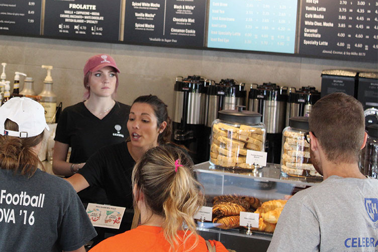 the counter at Saxby's coffee shop