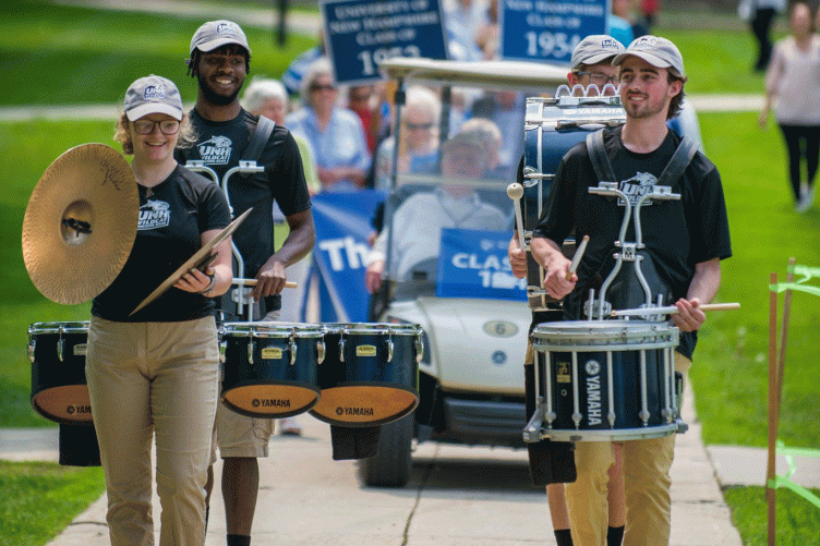 Attendees in a parade at Reunion 2019 