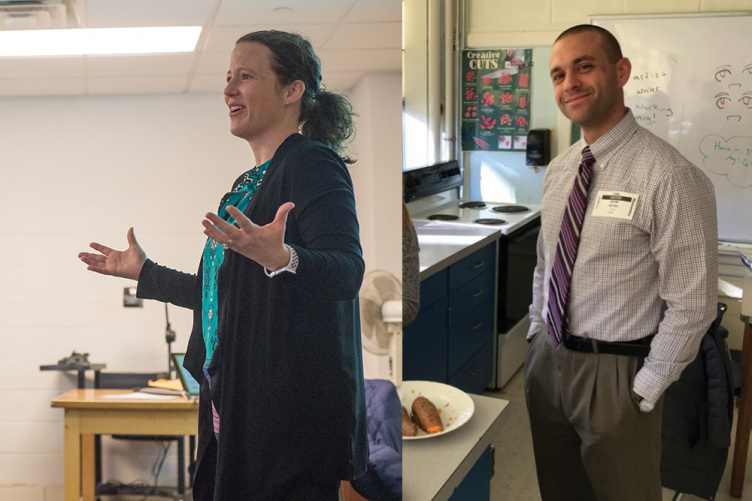 College of Life Sciences and Agriculture faculty Maggie Begis and Kevin Pietro