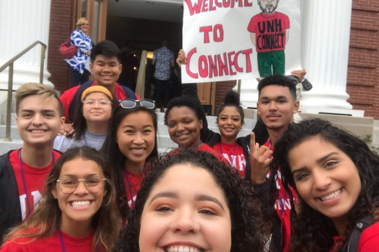 UNH students pose during a pre-arrival program