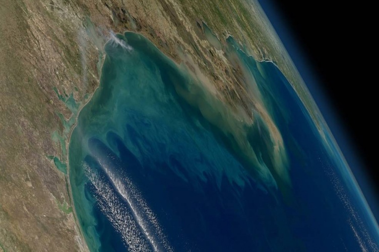 A satellite image of the Gulf of Mexico
