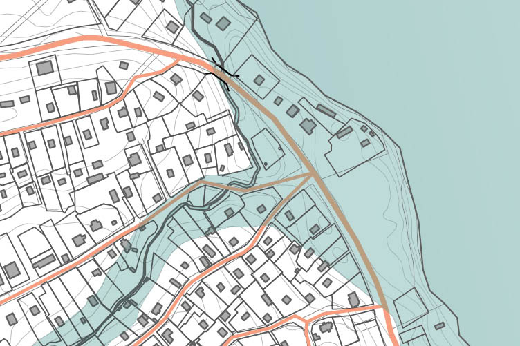 Map of coastal town