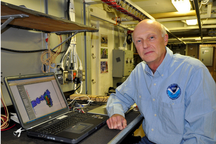 Andy Armstrong aboard research vessel.