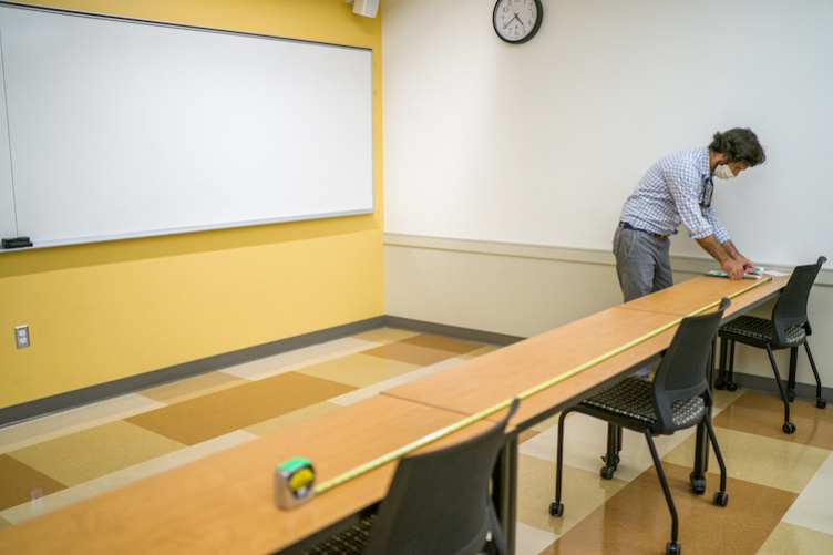 Measuring table to mark every six feet