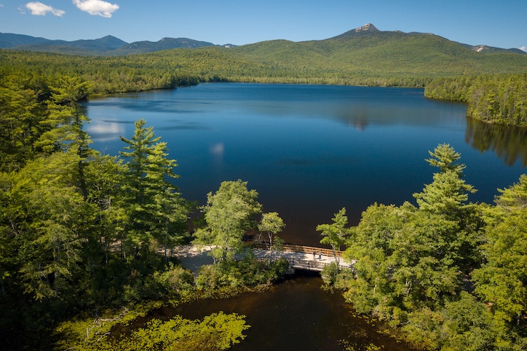 aerial of mountains and lake