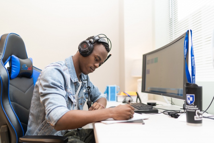 Student studying at desk