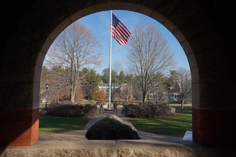 ROTC cadets guard flag pole