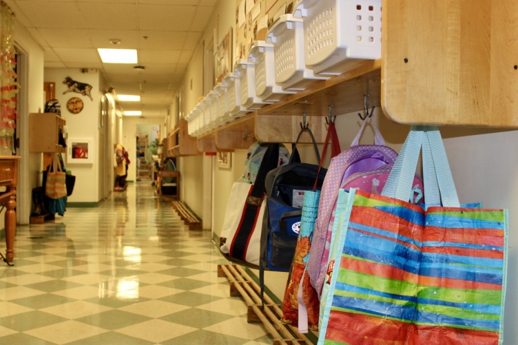 Image of School Hallway and Bags