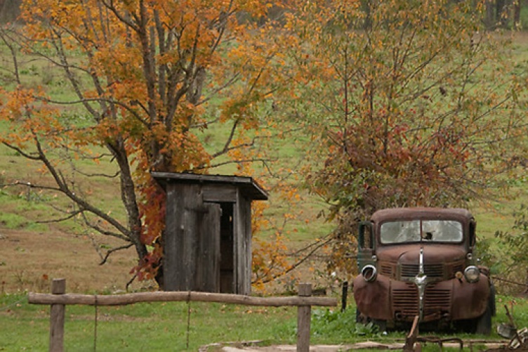 Old car and shed