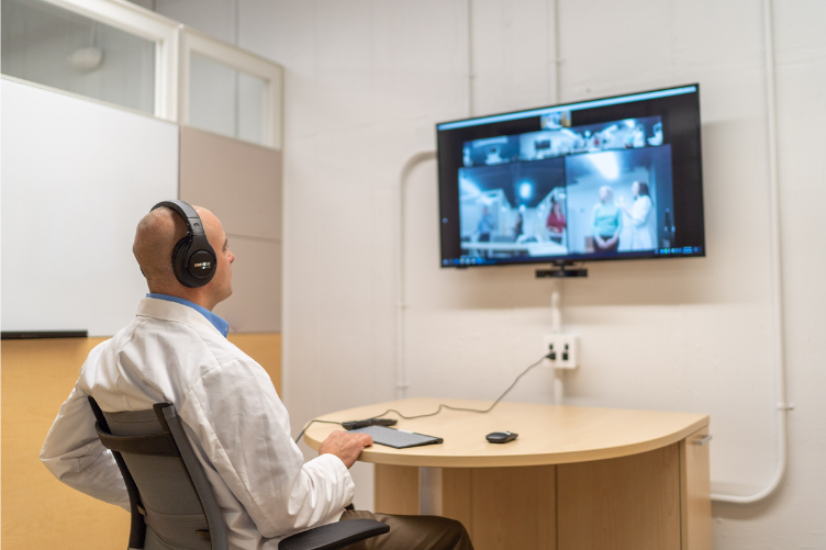 Equipment being demonstrated in the UNH Telehealth Practice Center