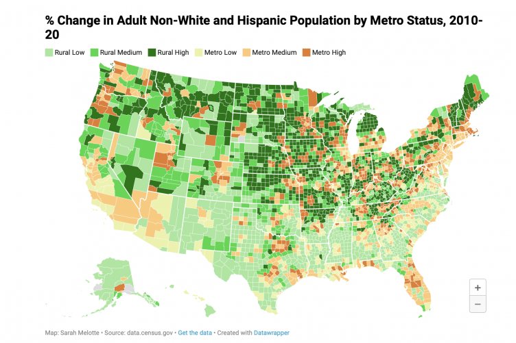 Image of U.S. change in adult population map