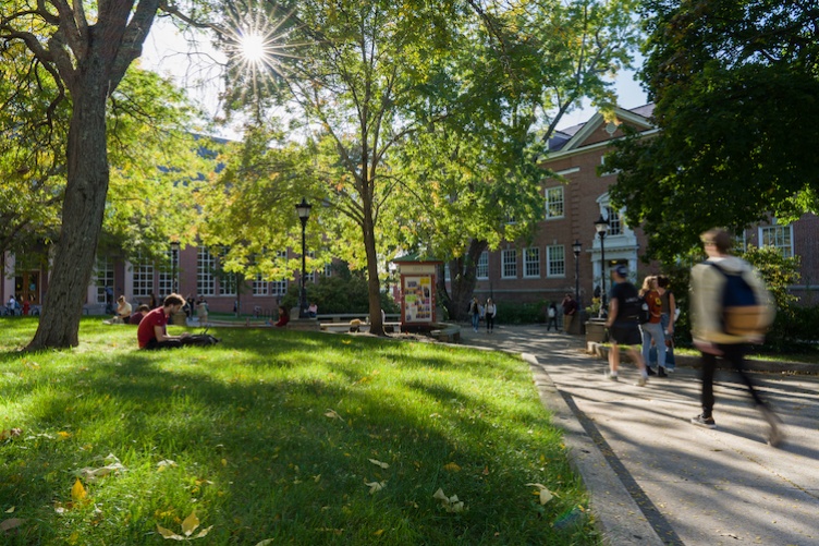 Students walking on campus