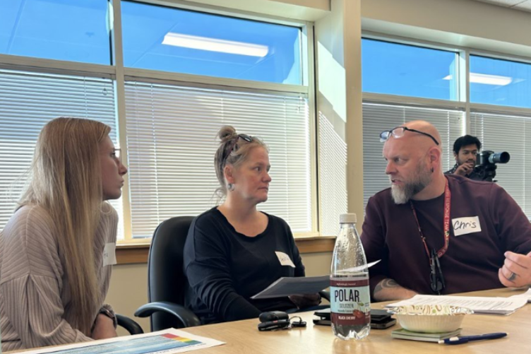 Crisis responders consult with each other during a recent in-person training of the New Hampshire Rapid Response team. Crisis responders consult with each other during a recent in-person training of the New Hampshire Rapid Response team.