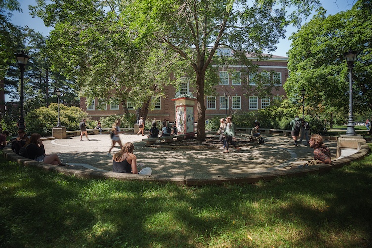 students walking on campus