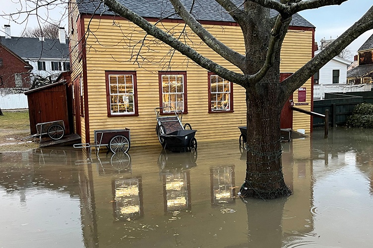 Flooding at Strawbery Banke in Portsmouth