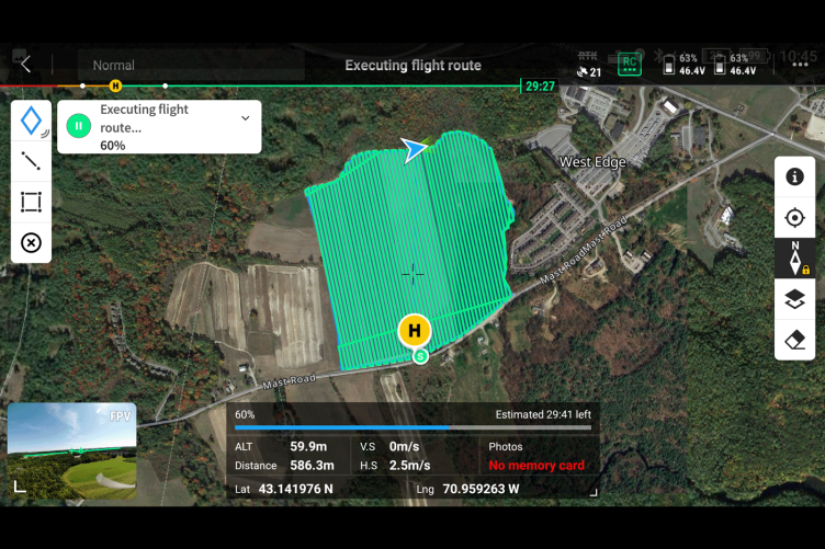 Image of drone screen used for crop monitoring.