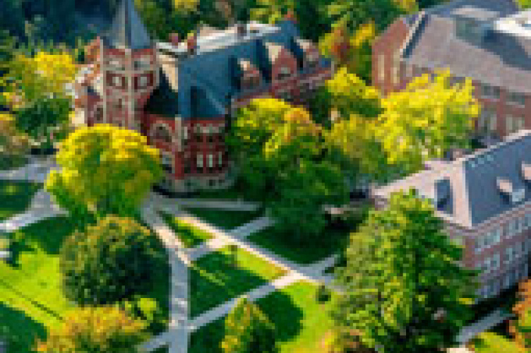 aerial view of t-hall