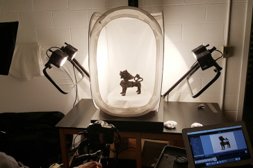 artifact of dog being photographed