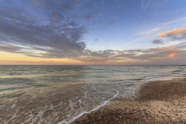 Lake Erie beach at sunset