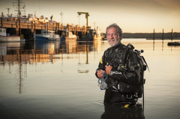 Win Watson in scuba gear