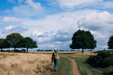 Image of Person Walking through Field