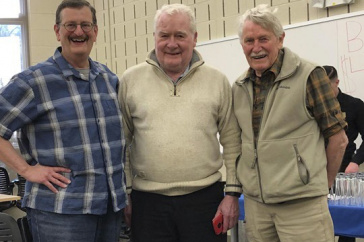 UNH associate professor Alan Baker poses with former graduate student Peter Siver and Professor Jim Haney