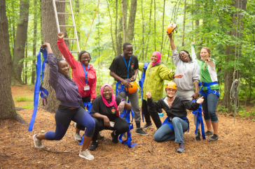 YES Africa Malawi participants doing the ropes course at The Browne Center